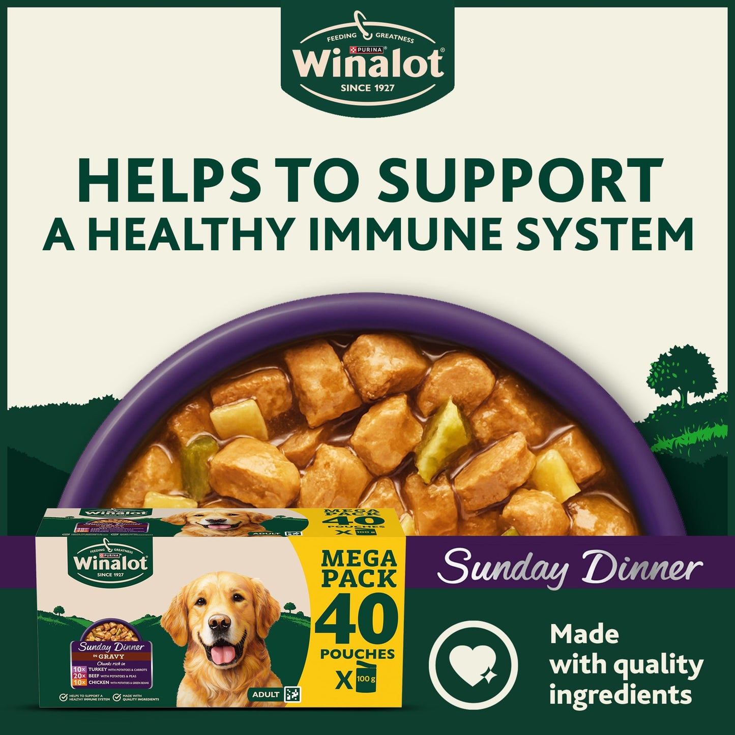 WINALOT Sunday Dinner Mixed in Gravy Wet Dog Food 40x100g — image 3