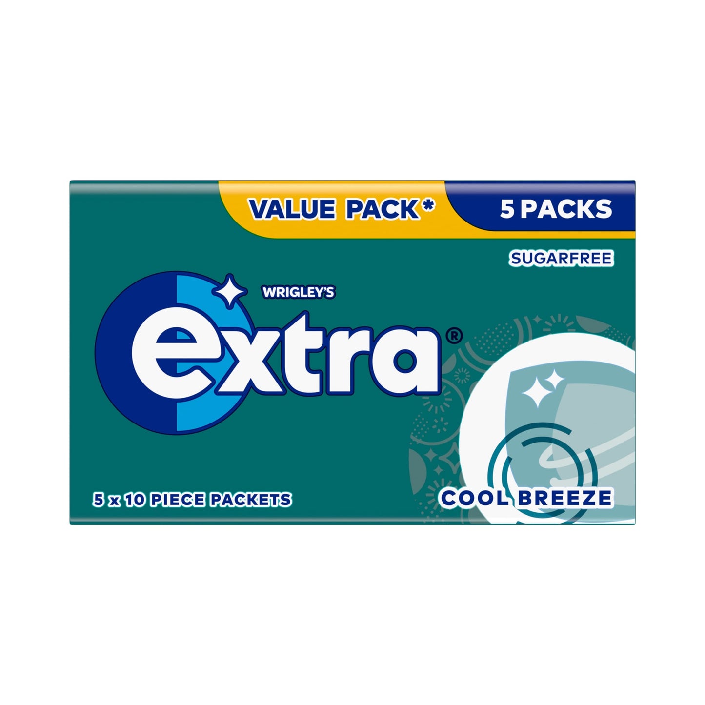 Wrigley's Extra Cool Breeze Sugarfree Chewing Gum 5 x 10 Pieces 70g — image 1