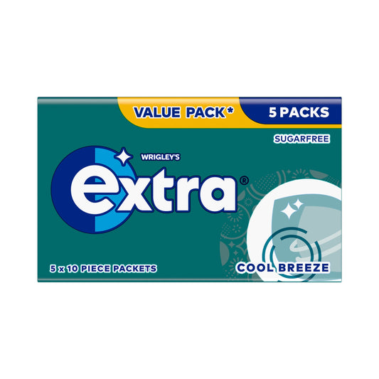 Wrigley's Extra Cool Breeze Sugarfree Chewing Gum 5 x 10 Pieces 70g — image 1