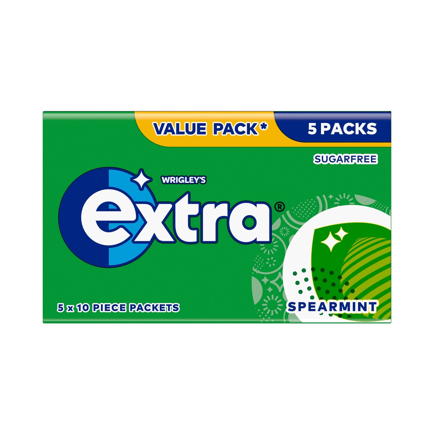 Wrigley's Extra Spearmint Sugarfree Chewing Gum 5 x 10 Pieces 70g — image 1