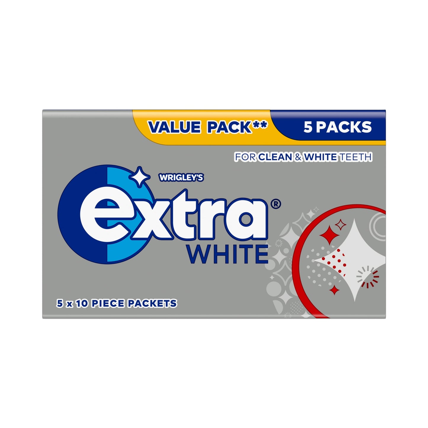 Wrigley's Extra White Sugarfree Chewing Gum 5 x 10 Pieces 70g — image 1