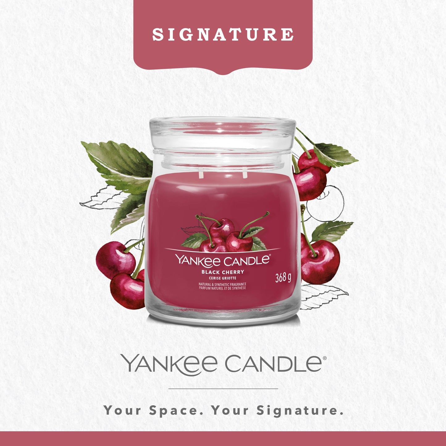 Yankee Candle Signature Black Cherry Medium Candle 368g — image 2