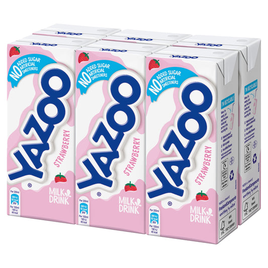 Yazoo No Added Sugar Strawberry Milk Drink 6 x 200ml — image 1