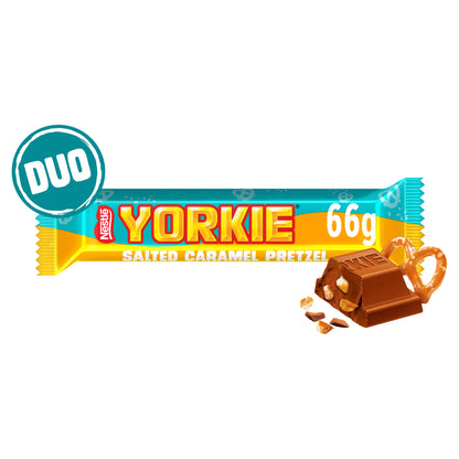 Yorkie Duo Salted Caramel Pretzel Flavour Limited Edition Chocolate Bar 66g — image 1