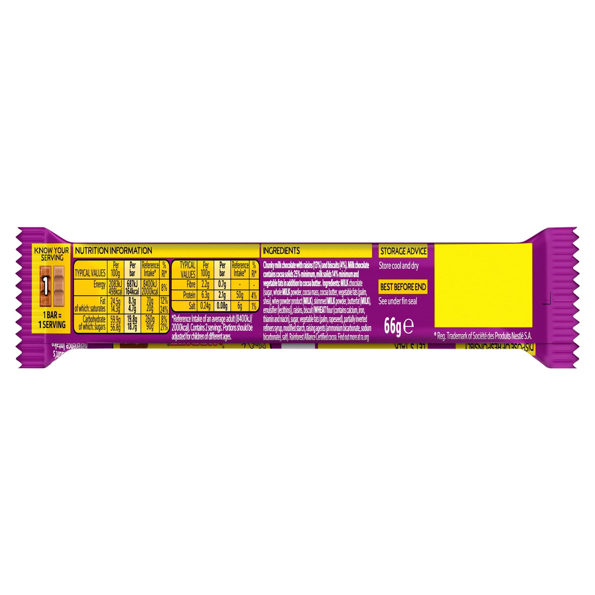 Yorkie Raisin & Biscuit Duo Chocolate Bar 66g — image 3