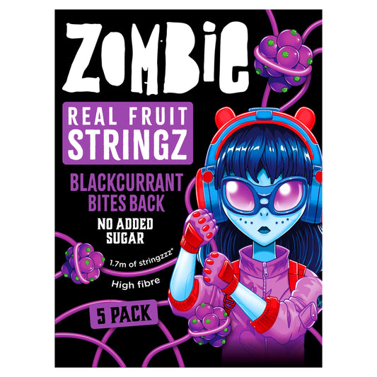 Zombie Real Fruit Stringz Blackcurrant No Added Sugar 5x20g — image 1