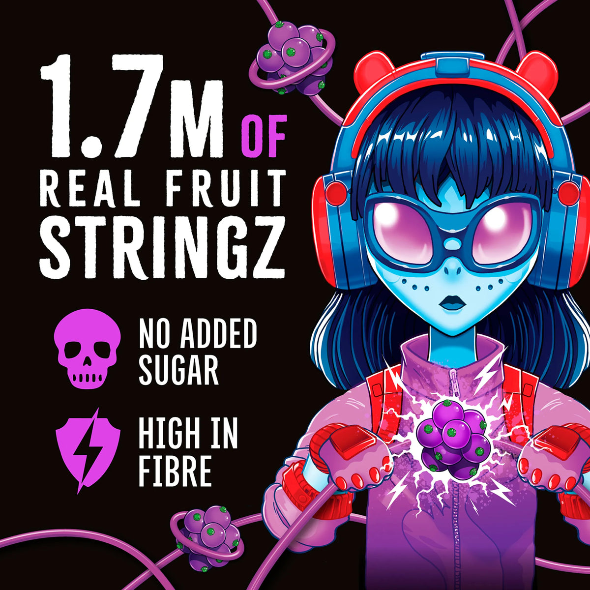 Zombie Real Fruit Stringz Blackcurrant No Added Sugar 5x20g — image 2