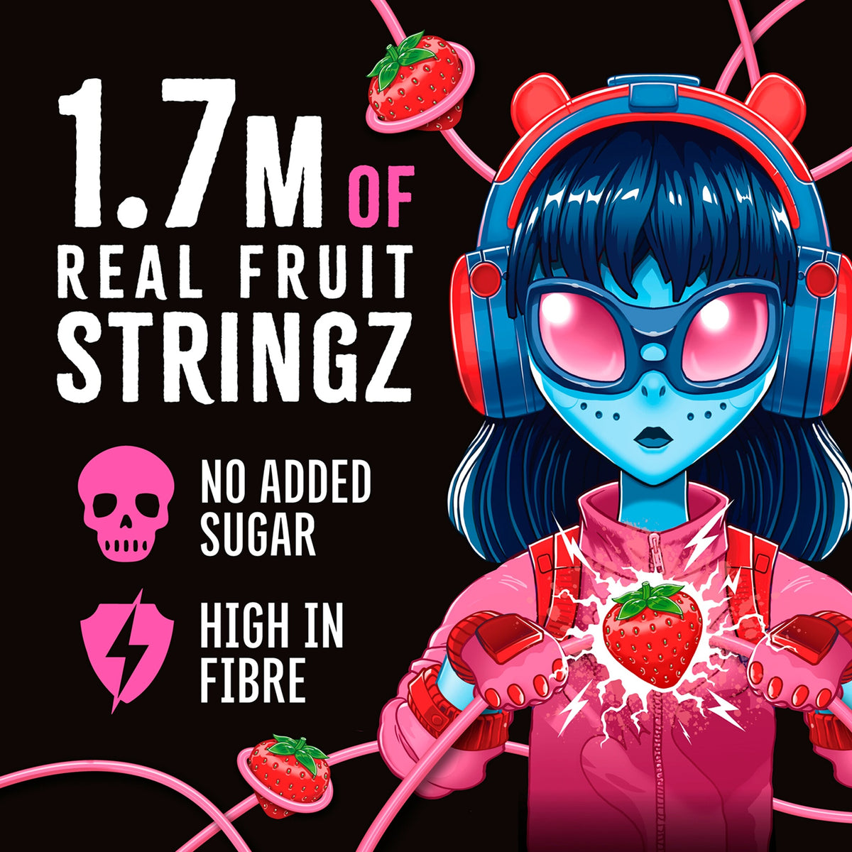 Zombie Real Fruit Stringz Strawberry No Added Sugar 5x20g — image 2